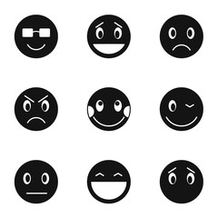 Round smileys icons set, simple style