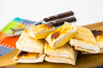 Fried pita bread with cheese