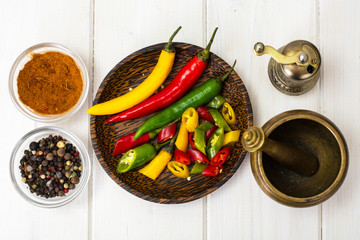 Colorful mix of the freshest and hottest chili peppers