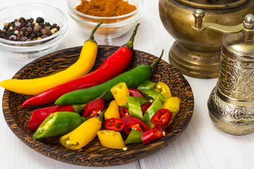 Colorful mix of the freshest and hottest chili peppers