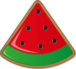 Sweet watermelon cookie on white background. Vector illustration EPS10