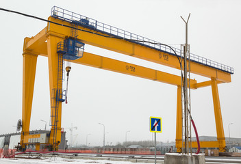 Gantry bridge crane on construction at Chernobyl Nuclear Power Plant, Ukraine