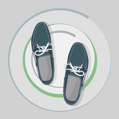 pair of male boat shoes with laces, vector, illustration