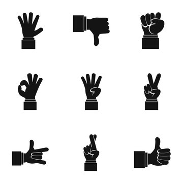 Gestural icons set, simple style