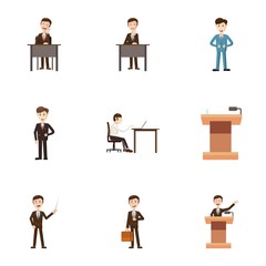 Business icons set, cartoon style