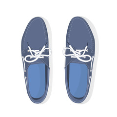 pair of male boat shoes with laces, vector, illustration