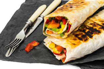 Pita bread with Mexican vegetable mix