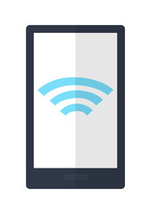 Mobile Phone with Wireless Sign Icon Isolated