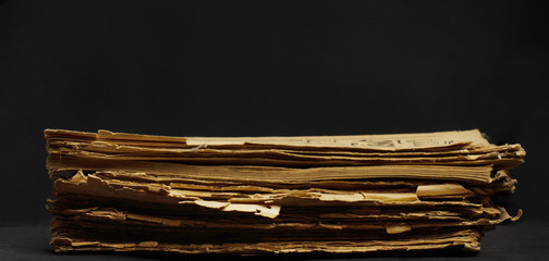 Stack old yellow paper