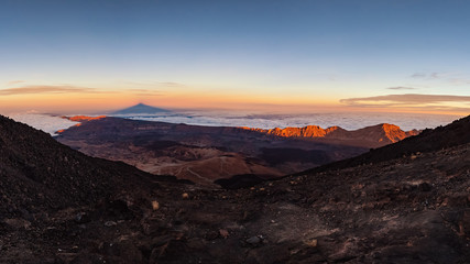 View on a sunset from a top of the mountain 