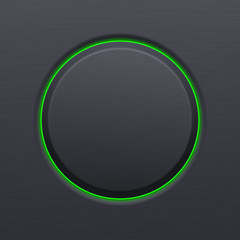 Fototapeta premium Black blank round button with green frame. Plastic matted icon