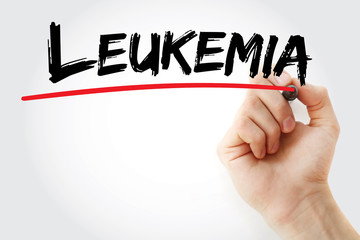 Hand writing Leukemia with marker, health concept background