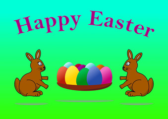 Easter bunnies and eggs