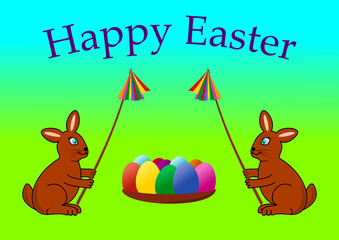 Easter bunnies and eggs