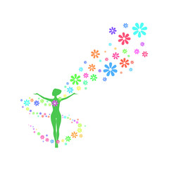 Frau im bunten Schmetterlingswirbel