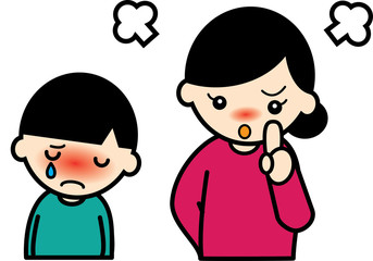 息子を叱るお母さん