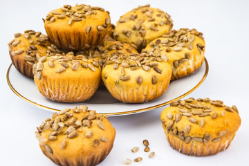 Fresh Cupcakes with Sunflower Seeds