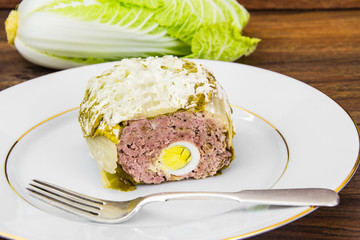 Roll of Cabbage, Eggs, Minced