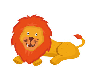Cute Flat Animal Character Logo - Lion