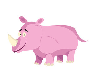 Cute Flat Animal Character Logo - Rhinoceros