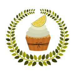 emblem muffin cupcakes icon design, vector illustration