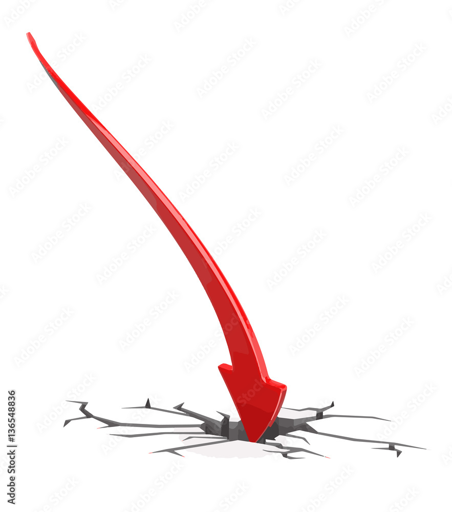 Poster 3d arrow downwards. image with clipping path
