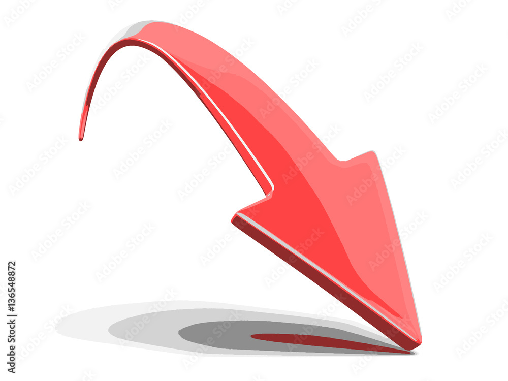 Poster 3d arrow downwards. image with clipping path