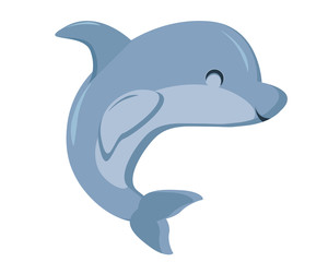 Obraz premium Cute Flat Animal Character Logo - Dolphin
