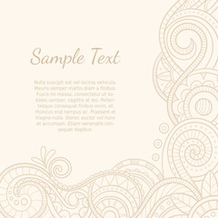 Abstract background, wedding invitation or greeting card design with hand drawn lace pattern. Corner design. Vector illustration.