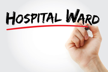 Hand writing Hospital ward with marker, health concept background