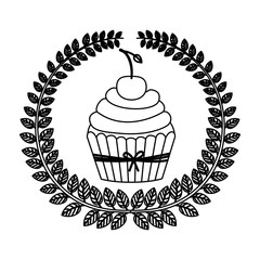 emblem muffin cupcakes icon design, vector illustration