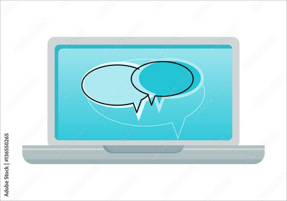 Poster laptop with dialog windows on screen