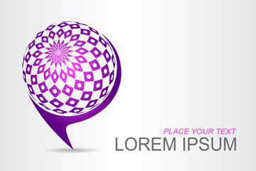 Logo stylized spherical surface with abstract shapes