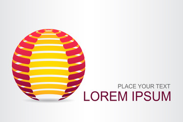Logo stylized spherical surface with abstract shapes