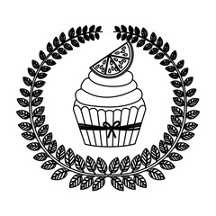 emblem muffin cupcakes icon design, vector illustration