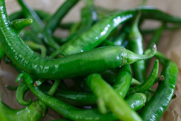 green pepper on a wooden background. still life in rustic style