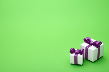 Gifts for the holidays on a green background