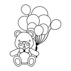 bear with balloons icon image design, vector illustration