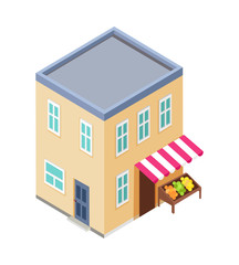 Isometric City Building Vector. Isometry