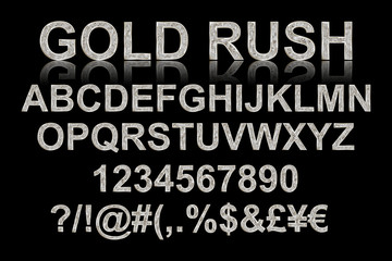 Gold rush. Silver alphabetic fonts