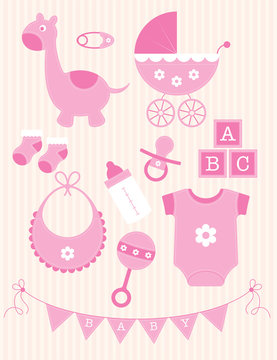 Collection of pink Baby Girl Objects