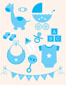 Collection of blue Baby Boy Objects