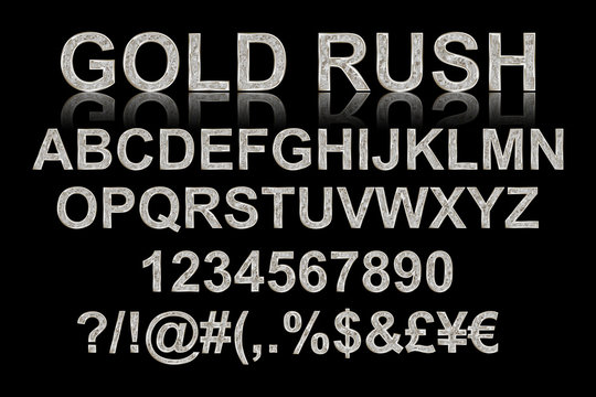 Gold rush. Silver alphabetic fonts
