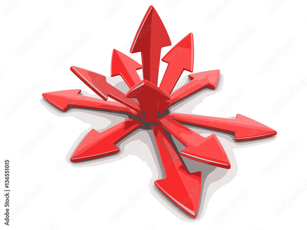 Poster 3d image of arrows in different directions. image with clipping path