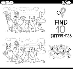 dog difference game coloring page