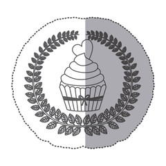 emblem muffin cupcakes icon design, vector illustration