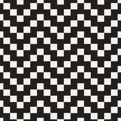 Fototapeta premium Halftone Edgy Lines Mosaic Endless Stylish Texture. Vector Seamless Black and White Pattern