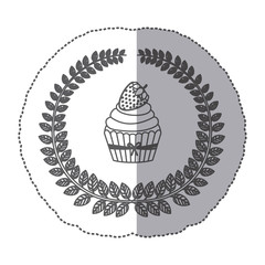 emblem muffin cupcakes icon design, vector illustration