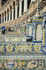 Decorative tiling at Plaza de Espana, Seville.Plaza de Espana, Seville, Andalucia, Spain