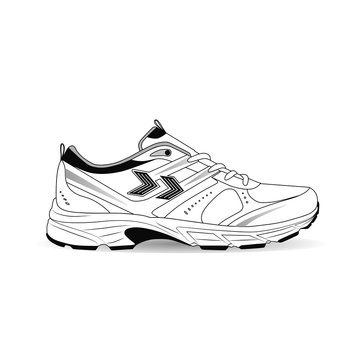 drawing sketch of comfortable sneaker for training on colored background